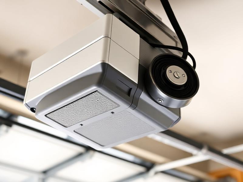 Professional technician repairing a garage door motor opener unit in Windermere, FL