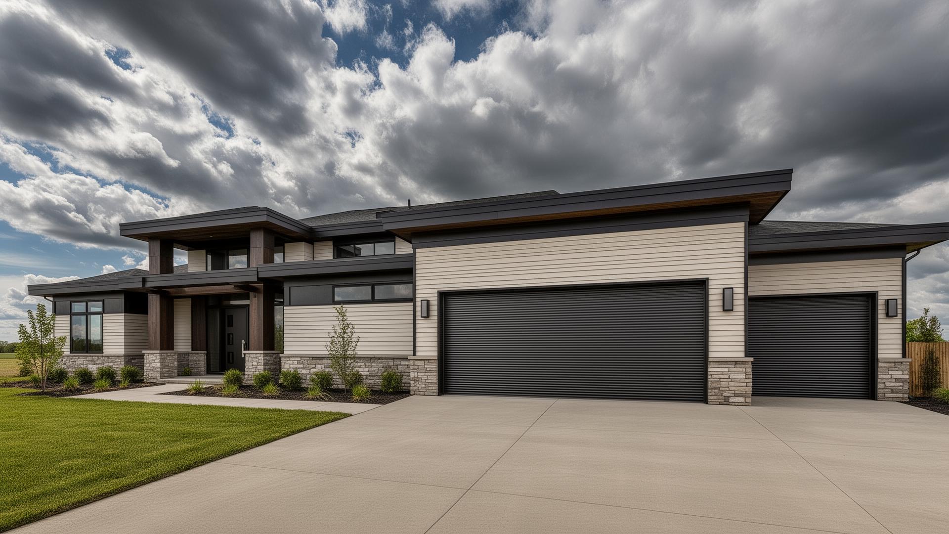 Modern home with professional garage door installation in Windermere, FL - showing a beautiful aluminum garage door on a residential property
