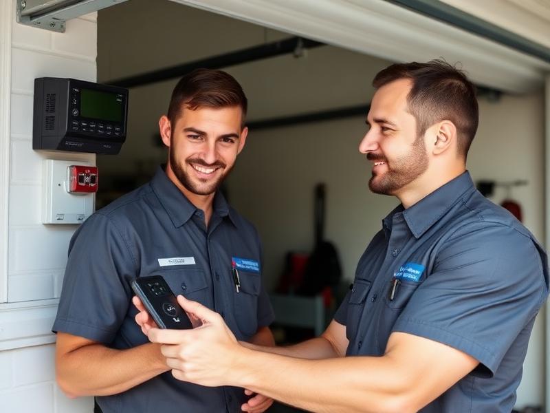 Garage Door Windermere certified technician programming garage door keypad and remote control - professional service in Central Florida